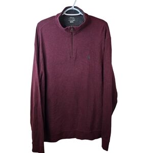 Polo Ralph Lauren 1/4 Zip Sweater Mens‎ Size XL Pullover Maroon Embroidered Pony